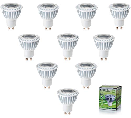 gu10 led dimmbar Warmweiß,Kobos-led® 10er Pack,3W Ersetzt 30W Halogenlampen,220V,3000K,240lm,Reflektorlampen,Led Einbaustrahler, Einbauspots,60°Abstrahlwinkel,(60 MONATE GELD-ZURÜCK-GARANTIE) von Kobos-led Energy saving