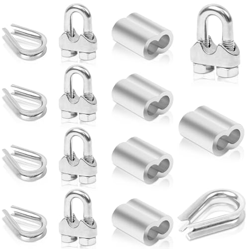 15 Stück M6 Edelstahl Drahtseilschellen Kabelschellen Zubehör Set für Drahtseil Aluminium Hülse 5 Stück von Koceci