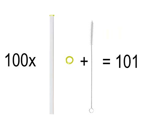 KOCH Glas Trinkhalm, gerade, zitrone, mit Bürste, VORTEILSPACK (100) von Koch
