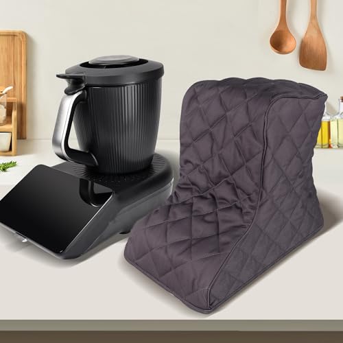 KochSync Exclusive Premium Staubschutz für Thermomix TM7 – Graue Wattierte Canvas-Hülle mit Rückenzip, Antibakteriell & Wasserdicht - Staubschutzabdeckung, Abdeckhaube, Staubhaube, tasche von KochSync