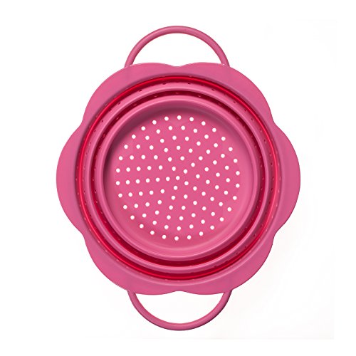 Kochblume Faltsieb M | Premium-Silikon & BPA frei| Hitzebeständig | Spülmaschinenfest | Platzsparend | Farbe: pink von Kochblume