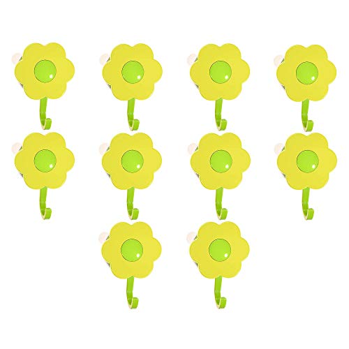 Kochblume 1-3-5-10er Set | Haken S, L, Wandhaken, Küchenhaken, Mehrzweckhaken, Schlüsselhaken | In der bunten Box (gelb-grün, 10er Set L) von Kochblume