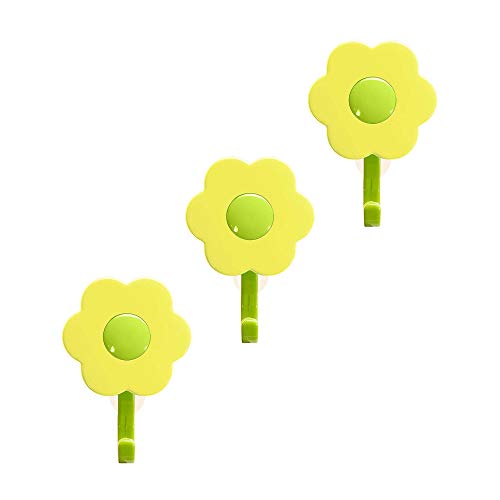 Kochblume 1-3-5-10er Set | Haken S, L, Wandhaken, Küchenhaken, Mehrzweckhaken, Schlüsselhaken | In der bunten Box (gelb-grün, 3er Set S) von Kochblume