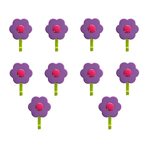 Kochblume 1-3-5-10er Set | Haken S, L, Wandhaken, Küchenhaken, Mehrzweckhaken, Schlüsselhaken | In der bunten Box (lila-pink, 10er Set S) von Kochblume