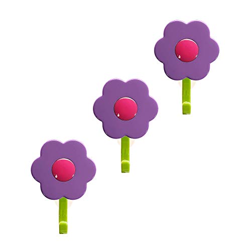 Kochblume 1-3-5-10er Set | Haken S, L, Wandhaken, Küchenhaken, Mehrzweckhaken, Schlüsselhaken | In der bunten Box (lila-pink, 3er Set S) von Kochblume