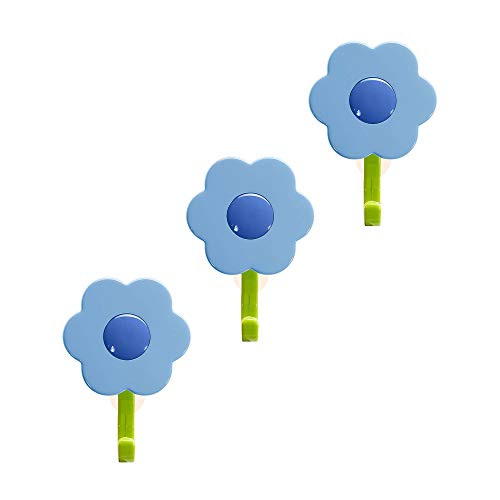 Kochblume 1-3-5-10er Set | Haken S, L, Wandhaken, Küchenhken, Mehrzweckhaken, Schlüsselhaken | (blau-dkl-blau, 3er Set S) von Kochblume