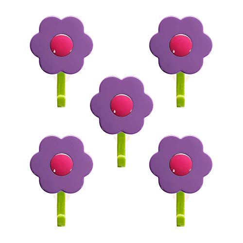 Kochblume 1-3-5-10er Set | Haken S, L, Wandhaken, Küchenhken, Mehrzweckhaken, Schlüsselhaken | (lila-pink, 5er Set S) von Kochblume