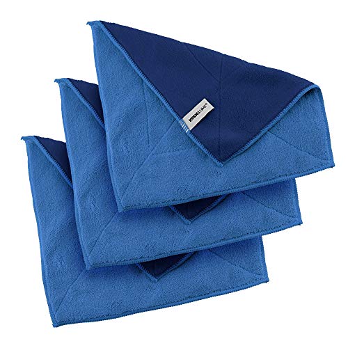 Kochblume 1-3-5-10er Set | Microfasertuch Putztuch 30 x 30cm, Aufnahmefähigeit bis ca. 300 ml | In der bunten Box (blau-DKL-blau, 3er Set) von Kochblume