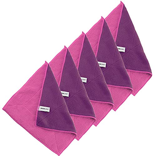 Kochblume 1-3-5-10er Set | Microfasertuch Putztuch 30 x 30cm, Aufnahmefähigeit bis ca. 300 ml | In der bunten Box (pink-lila, 5er Set) von Kochblume