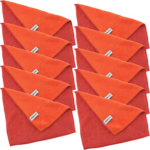 Kochblume 1-3-5-10er Set | Microfasertuch Putztuch 30 x 30cm, Aufnahmefähigeit bis ca. 300 ml | In der bunten Box (rot-orange, 10er Set) von Kochblume