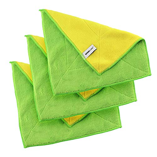 Kochblume 1-3-5-10er Set | Microfasertuch Putztuch 30 x 30cm, Aufnahmefähigeit bis ca. 300 ml | In der bunten Box (grün-gelb, 3er Set) von Kochblume