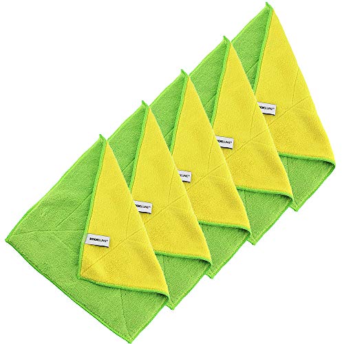 Kochblume 1-3-5-10er Set | Microfasertuch Putztuch 30 x 30cm, Aufnahmefähigeit bis ca. 300 ml | In der bunten Box (grün-gelb, 5er Set) von Kochblume