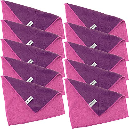 Kochblume 1-3-5-10er Set | Microfasertuch Putztuch 30 x 30cm, Aufnahmefähigeit bis ca. 300 ml | In der bunten Box (pink-lila, 10er Set) von Kochblume