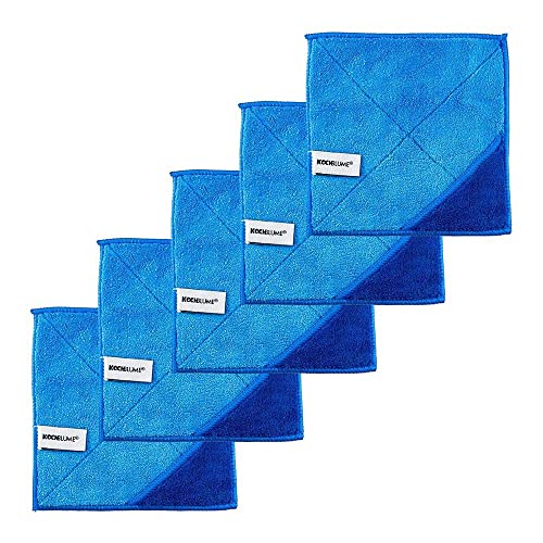 Kochblume 1-5-10er Set / Microfasertuch Putztuch 18 x 18 cm (5er Set, blau-DKL-blau) von Kochblume