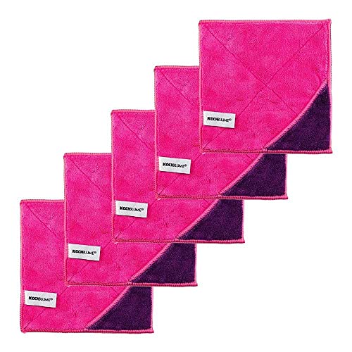 Kochblume 1-5-10er Set / Microfasertuch Putztuch 18 x 18 cm (5er Set, pink-lila) von Kochblume
