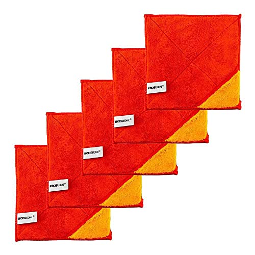 Kochblume 1-5-10er Set / Microfasertuch Putztuch 18 x 18 cm (5er Set, rot-orange) von Kochblume
