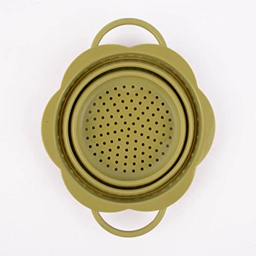 Kochblume Faltsieb S | Premium-Silikon & BPA frei| Hitzebeständig | Spülmaschinenfest | Platzsparend | Farbe: olive von Kochblume