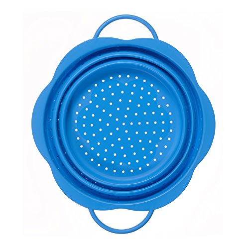 Kochblume Faltsieb L | Premium-Silikon | Hitzebeständig | Spülmaschinenfest | Platzsparend | Farbe: blau von Kochblume