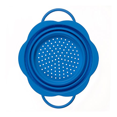 Kochblume Faltsieb M | Premium-Silikon | Hitzebeständig | Spülmaschinenfest | Platzsparend | Farbe: blau von Kochblume