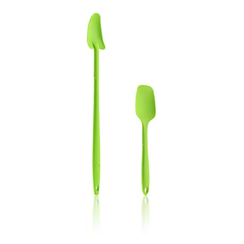 Kochblume Geizhals Set, Restelöffel, Flexlöffel S | Premium Premium-Silikon & BPA freimit Edelstahlkern | In der bunten Box (Limette, 2er Set) von Kochblume