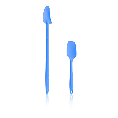 Kochblume Geizhals Set, Restelöffel, Flexlöffel S | Premium Premium-Silikon & BPA freimit Edelstahlkern | In der bunten Box (blau, 2er Set) von Kochblume