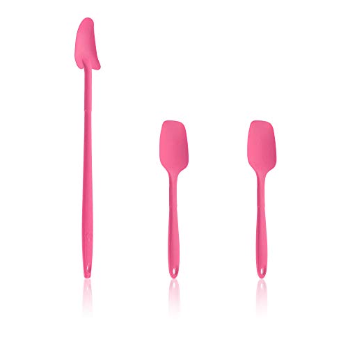 Kochblume Geizhals Set, Restelöffel, Flexlöffel S | Premium Premium-Silikon & BPA freimit Edelstahlkern | In der bunten Box (pink, 3er Set) von Kochblume