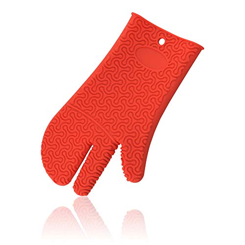 Kochblume Handschuh | Hitzeschutz | Premium-Silikon | Hitzebeständig | Spülmaschinenfest | Farbe: rot von Kochblume