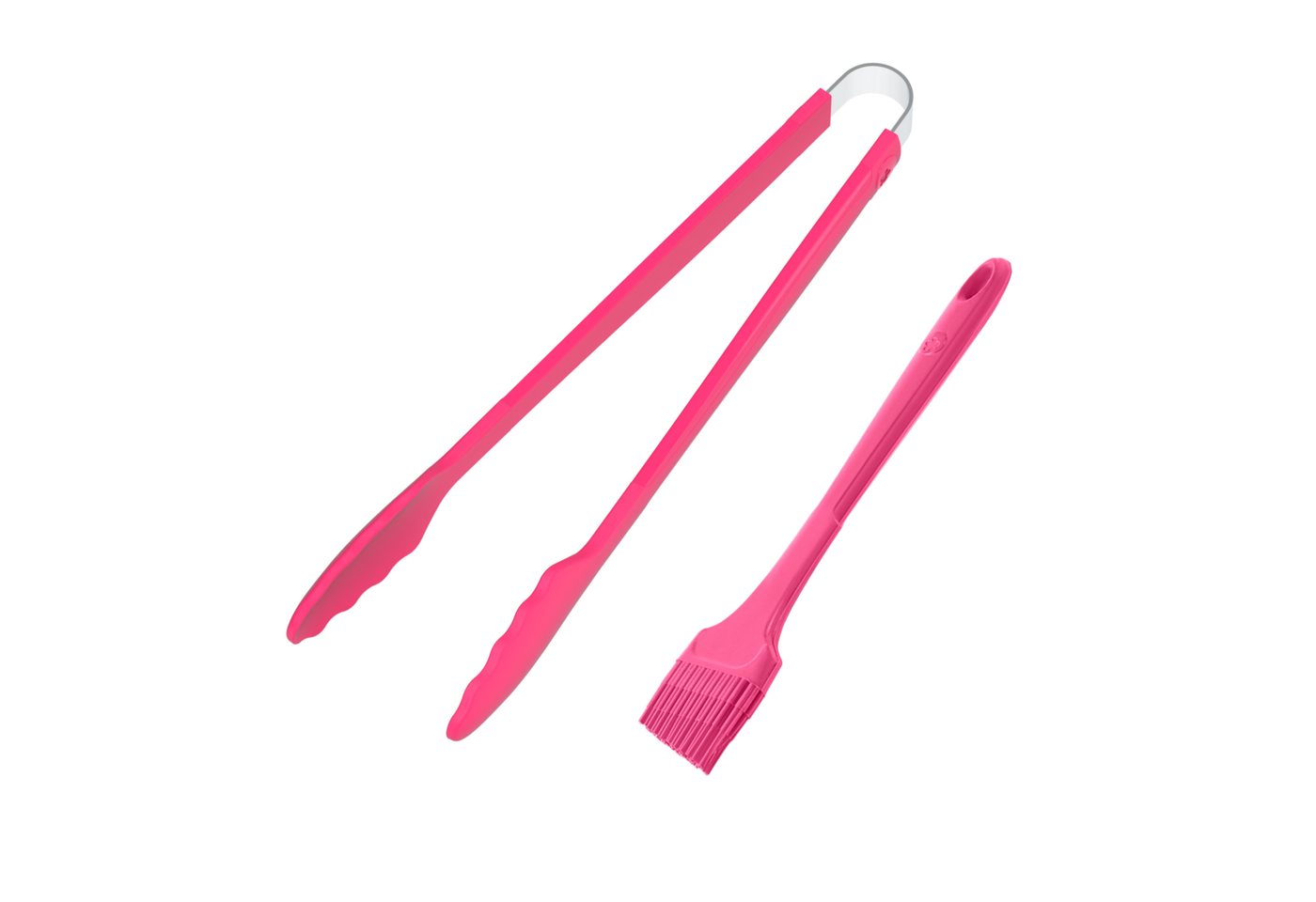 Kochblume Kochbesteck-Set Gourmetzange + Pinsel L Vollsilikon - 2-tlg. - pink von Kochblume