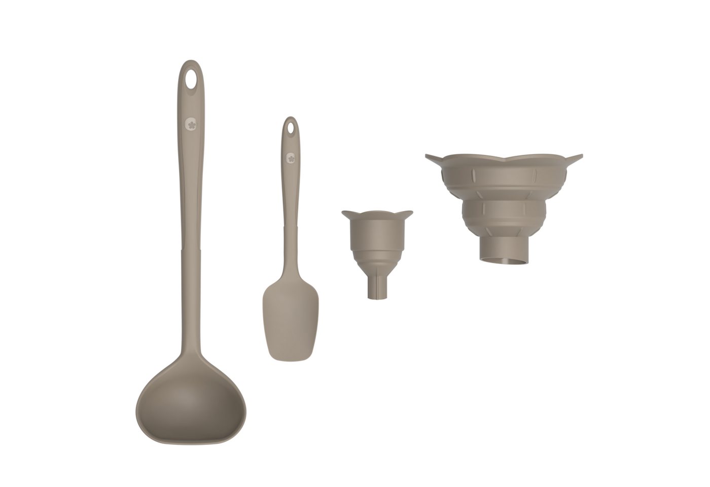 Kochblume Kochbesteck-Set Schöpfkelle L + Flexlöffel S + Trichter 4-tlg. - taupe von Kochblume