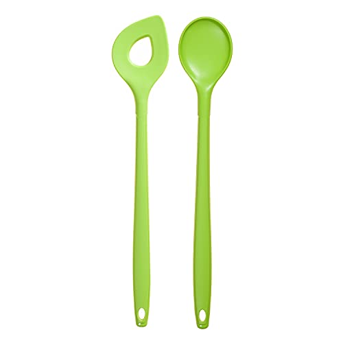 Kochblume Kochlöffel & Backlöffel 2er Set | Premium-Silikon & BPA frei| Hitzbeständig | Spülmaschinenfest | 30cm | Farbe: limette von Kochblume