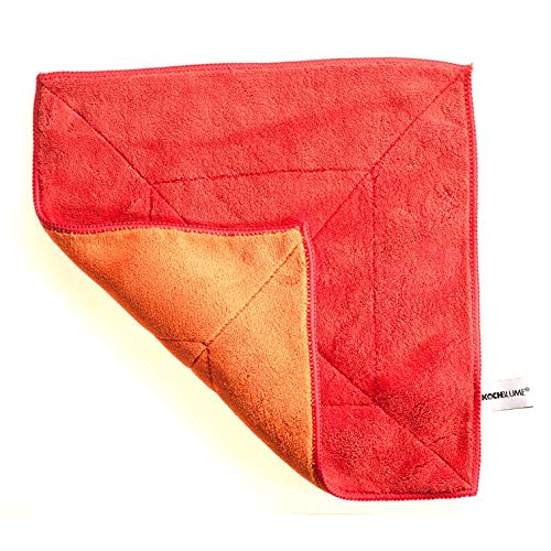 Kochblume Microfasertuch 30x30cm | Extrasaugfähige Fasern | Waschbar bis 40°C | Farbe: rot/orange von Kochblume