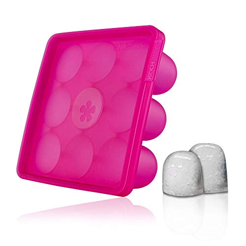Kochblume Original Eiswürfelform | BPA-Frei, großer Silikon Eiswürfelbehälter mit Deckel und stapelbar, in der bunten Box (Pink) von Kochblume