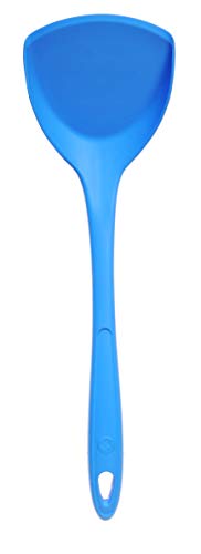 Kochblume Pfannenschaufel | Premium-Silikon & BPA frei| Hitzebeständig | Spülmaschinenfest | 36cm | Farbe: blau von Kochblume