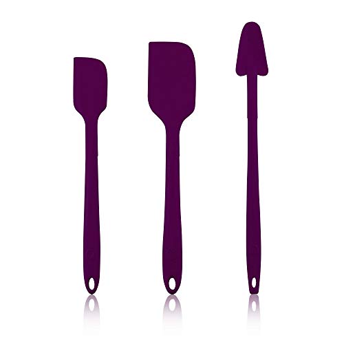Kochblume Schaber-Set - Restelöffel L & Design Teigschaber L & Design Teigschaber M 3er Set | Premium-Silikon | Hitzbeständig | Spülmaschinenfest | Farbe: lila von Kochblume