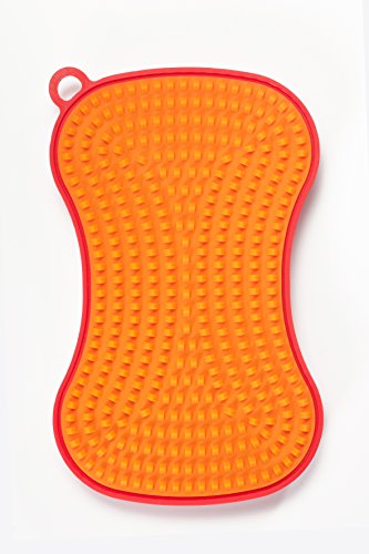 Kochblume Scrubby | Reinigungsschwamm aus Silikon | Premium-Silikon | Hitzebeständig | Spülmaschinenfest | Für leichte und hartnäckige Verschmutzung | Farbe: rot/orange von Kochblume