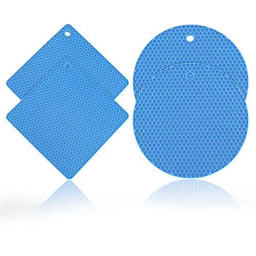 Kochblume Silikonuntersetzer Set, 4-teilig | 230°C hitzebeständig (hellblau) von Kochblume
