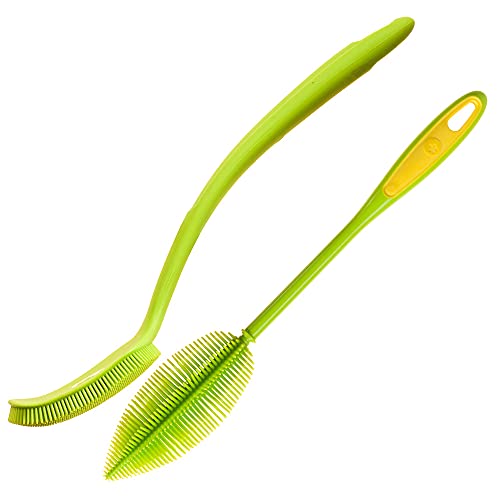 Kochblume Universalbürste & Flaschenbürste 36cm 2er Set | Premium-Silikon & BPA frei| Hitzebeständig | Spülmaschinenfest | Farbe: limette von Kochblume