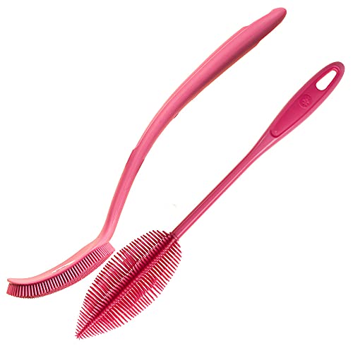 Kochblume Universalbürste & Flaschenbürste 36cm 2er Set | Premium-Silikon & BPA frei| Hitzebeständig | Spülmaschinenfest | Farbe: pink von Kochblume