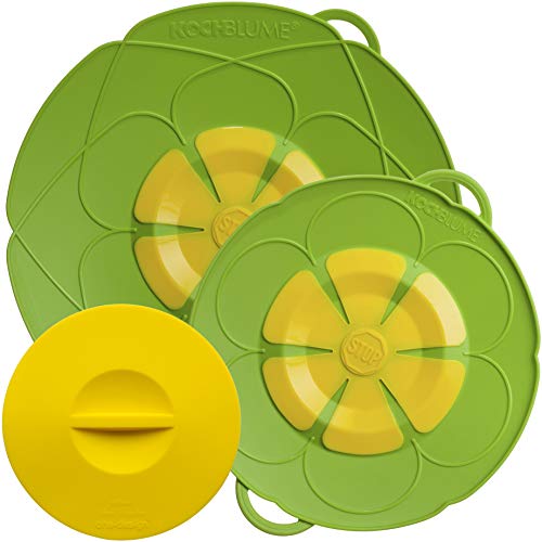 Kochblume vom Erfinder Armin Harecker [2er Set] L 29cm + S 22cm limette | für Topfgrößen von Ø 14 bis 24 cm | mit Frischhaltedeckel gratis von Kochblume