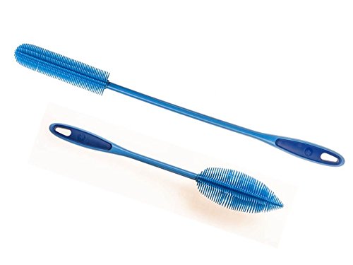 Kochblume Flaschenbürste 36cm & Flaschenbürste Slim 2er Set | Premium-Silikon | Hitzbeständig | Spülmaschinenfest | Von schmalen Öffnungen bis zu Thermoskannen & Karaffen | Farbe: blau von Kochblume