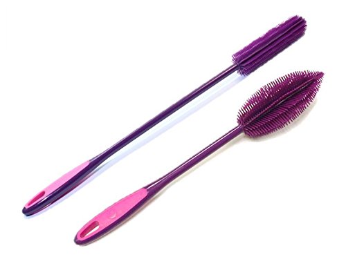 Kochblume Flaschenbürste 36cm & Flaschenbürste Slim 2er Set | Premium-Silikon | Hitzbeständig | Spülmaschinenfest | Von schmalen Öffnungen bis zu Thermoskannen & Karaffen | Farbe: lila von Kochblume