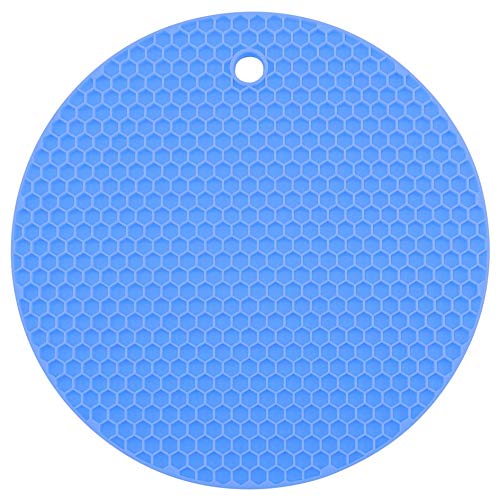 Wabenuntersetzer rund | Premium-Silikon & BPA frei| Hitzebeständig | Spülmaschinenfest | 18cm | Farbe: blau von Kochblume