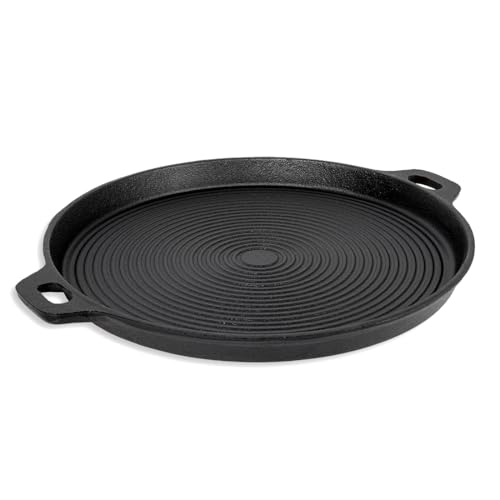 Kochmann Gusseisen Grillplatte rund 35 cm – Hochwertige Grillpfanne für Gasgrill, Holzkohlegrill & offenes Feuer – Perfekte Hitzespeicherung & Grillmuster - KEG07 von Kochmann Germany