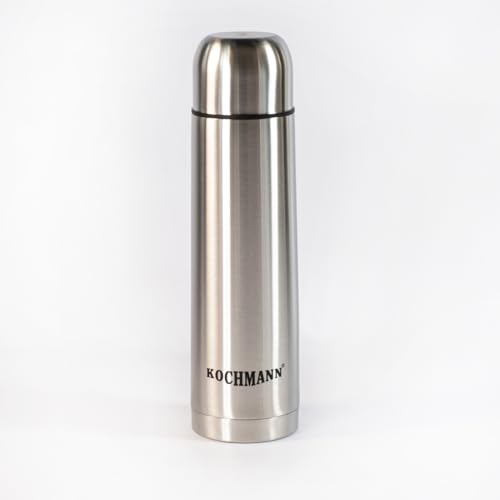 Kochmann Thermoskanne 500 ml – Edelstahl Isolierflasche in Silber – Doppelwandige Vakuumisolierung – Ideal für heiße & kalte Getränke, Outdoor, Reisen & Sport (JL603) von Kochmann Germany