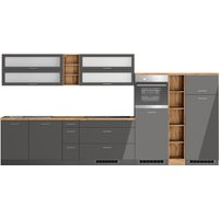 KOCHSTATION Küchenzeile "KS-Milan, optional mit Muldenlüfter" Breite 390 cm, wahlweise mit E-Geräten, Kochfeld mit Dunstabzug von Kochstation