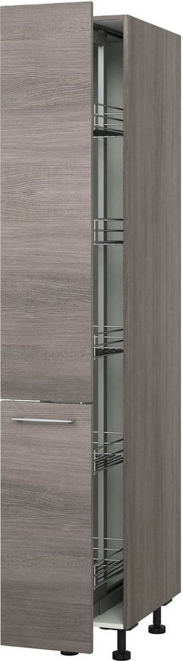 KOCHSTATION Apothekerschrank KS-Trea SVAV30-195 inklusive 5 verstellbarer Drahtkörbe, Höhe 195 cm, Breite 30 cm von KOCHSTATION