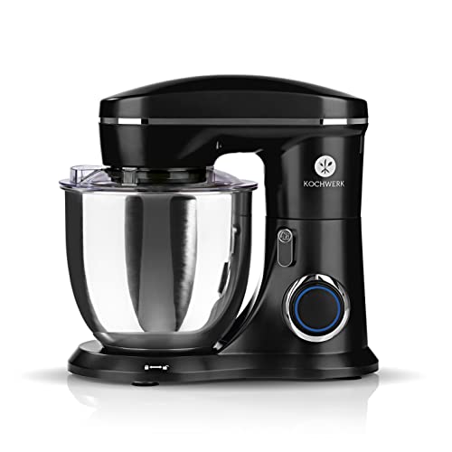 KOCHWERK Küchenmaschine | Leistungsstarker Kupfermotor mit einer 5,5 Liter Edelstahlschüssel, 10 Geschwindigkeiten| Inkl. Rühraufsatz, Knethaken & Schneebesen [1.300 Watt/Schwarz] von Kochwerk