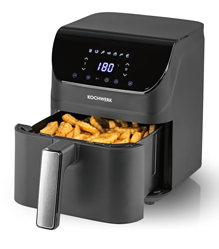 Rachs KOCHWERK Digitale Heißluftfritteuse 4L | Airfryer mit Touchscreen für fettarmes Garen, Grillen oder Backen ohne Öl | Erinnerungsfunktion zum Wenden | Leichte Reinigung | 1400W von Kochwerk