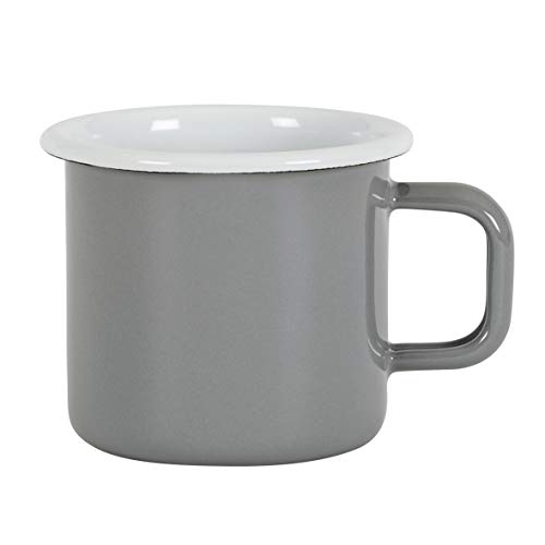 Kockums Jernverk Tasse 8 cm, 0,37 L - grau, Rand weiß - Teetasse Kaffeetasse Becher hitzebeständig für Herd und Induktion - Emaille - Robust - Picknick - Outdoor - 12x9,4x8 cm von Kockums Jernverk