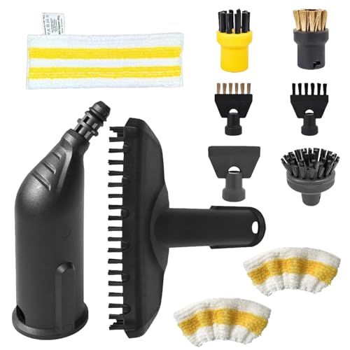 Kocusu 11 Stück für Kärcher Dampfreiniger Zubehör mit Rundbürste,Flachbürste,Rundbürstenset Düse,Hand-Dampfbürste,Schaberdüse Geeignet,Mikrofaser-Tuch für SC1 SC2 SC3 SC4 SC5 von Kocusu